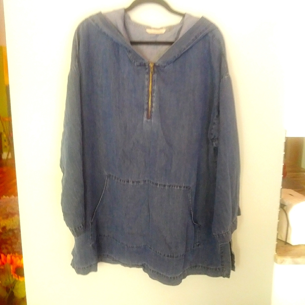 Soft Surrounding plus size hoodie denim top